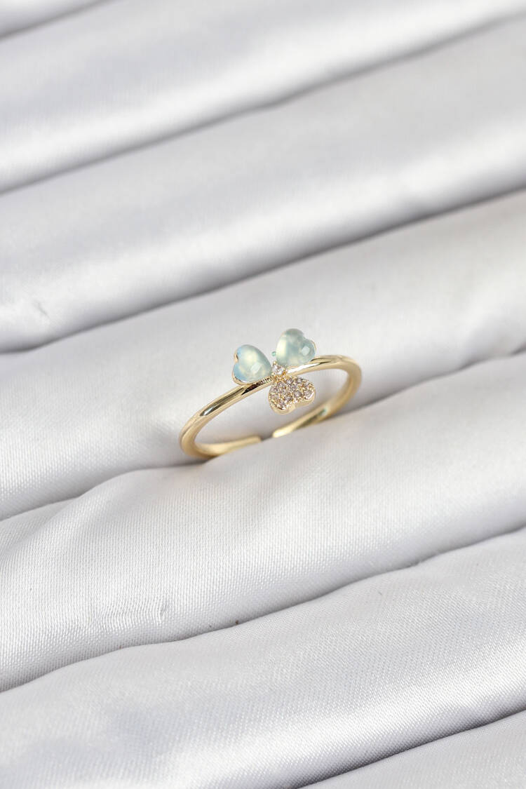 Brass Gold Color Clover Pattern Women Ring - Brand: Ebijuteri - Women & Kids, Baby Clothes Wholesale - Globality Store