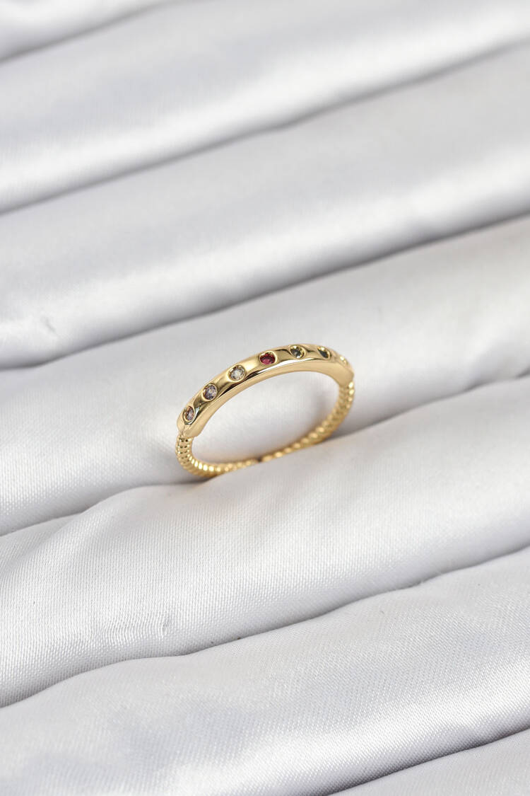 Brass Gold Color Colorful Zircon Stone Women Ring - Brand: Ebijuteri - Women & Kids, Baby Clothes Wholesale - Globality Store