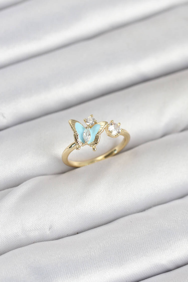 Brass Gold Color Butterfly Pattern Women Ring - Brand: Ebijuteri - Women & Kids, Baby Clothes Wholesale - Globality Store