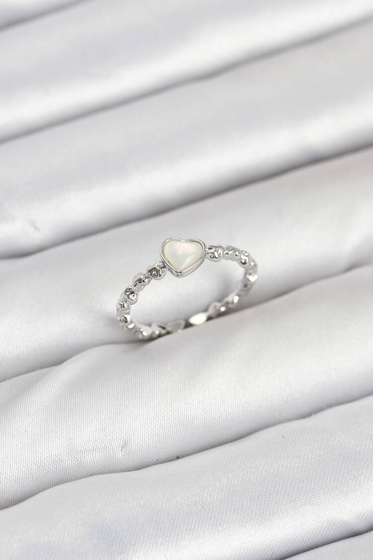 Brass Silver Color Heart Pattern Women Ring - Brand: Ebijuteri - Women & Kids, Baby Clothes Wholesale - Globality Store