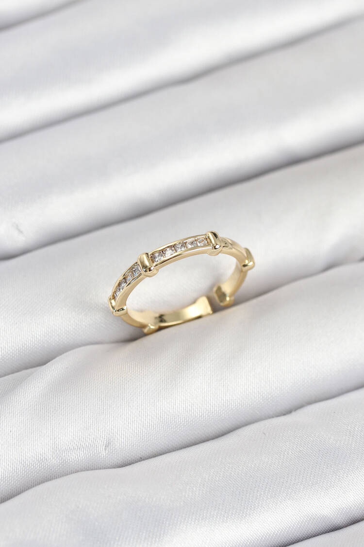 Brass Gold Color Bone Model Zircon Stone Women Ring - Brand: Ebijuteri - Women & Kids, Baby Clothes Wholesale - Globality Store