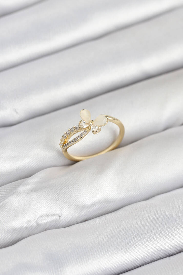 Brass Gold Color Butterfly Zircon Stone Women's Ring - Brand: Ebijuteri - Women & Kids, Baby Clothes Wholesale - Globality Store