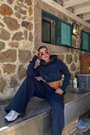 NavyTracksuit With Oversized Fit And Hooded Neck - Brand: EYYO ATELIER - Women & Kids, Baby Clothes Wholesale - Globality Store