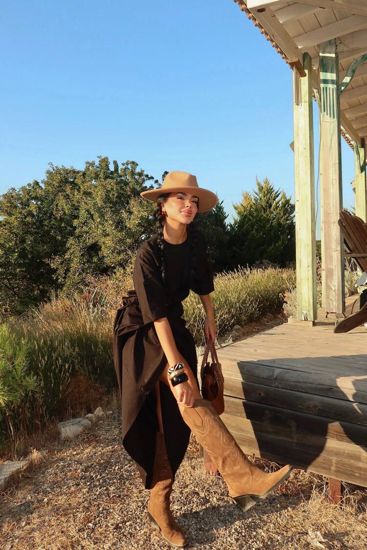Brown Ethnic Fit And Flare Dress
