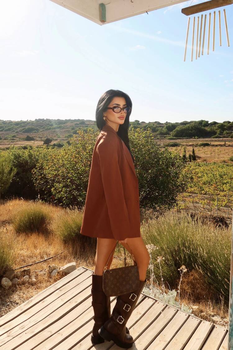 Brown Elegant Single-Breasted Blazer Jacket