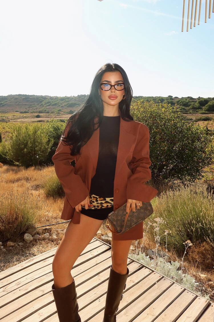 Brown Elegant Single-Breasted Blazer Jacket