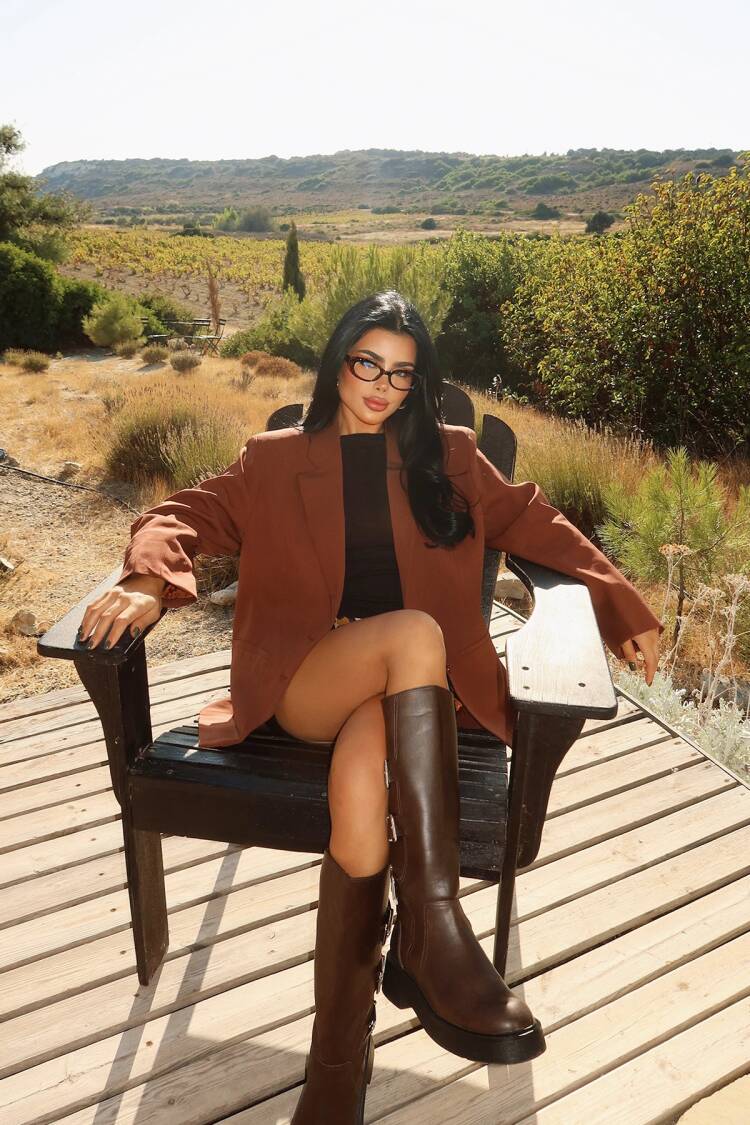 Brown Elegant Single-Breasted Blazer Jacket