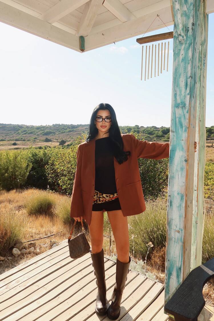 Brown Elegant Single-Breasted Blazer Jacket