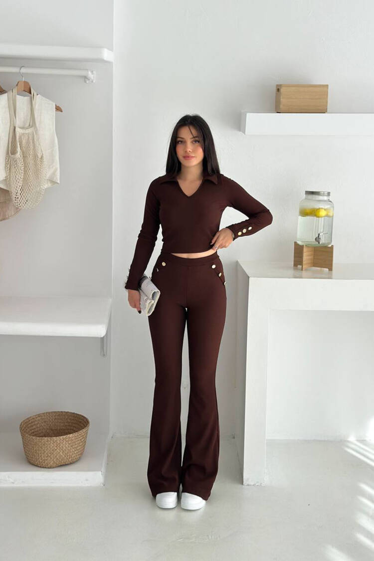 Set With Flare Bootcut Pants & V-Neck Top