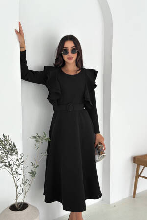 ElegantA-Line Midi Dress With Ruffle Sleeves - Brand: Mode Roy - Women & Kids, Baby Clothes Wholesale - Globality Store