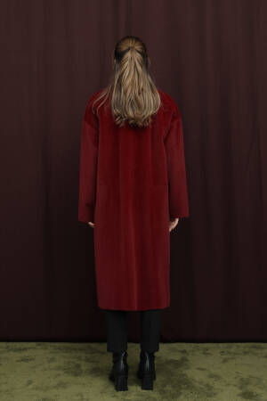 Claret Red Single-Breasted Oversized Coat - Brand: Puane - Women & Kids, Baby Clothes Wholesale - Globality Store