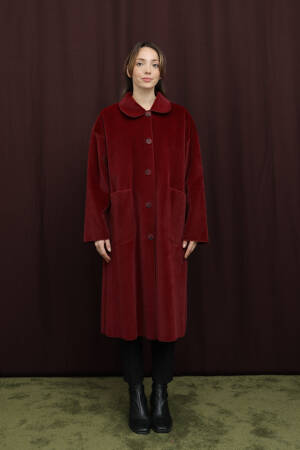 Claret Red Single-Breasted Oversized Coat - Brand: Puane - Women & Kids, Baby Clothes Wholesale - Globality Store