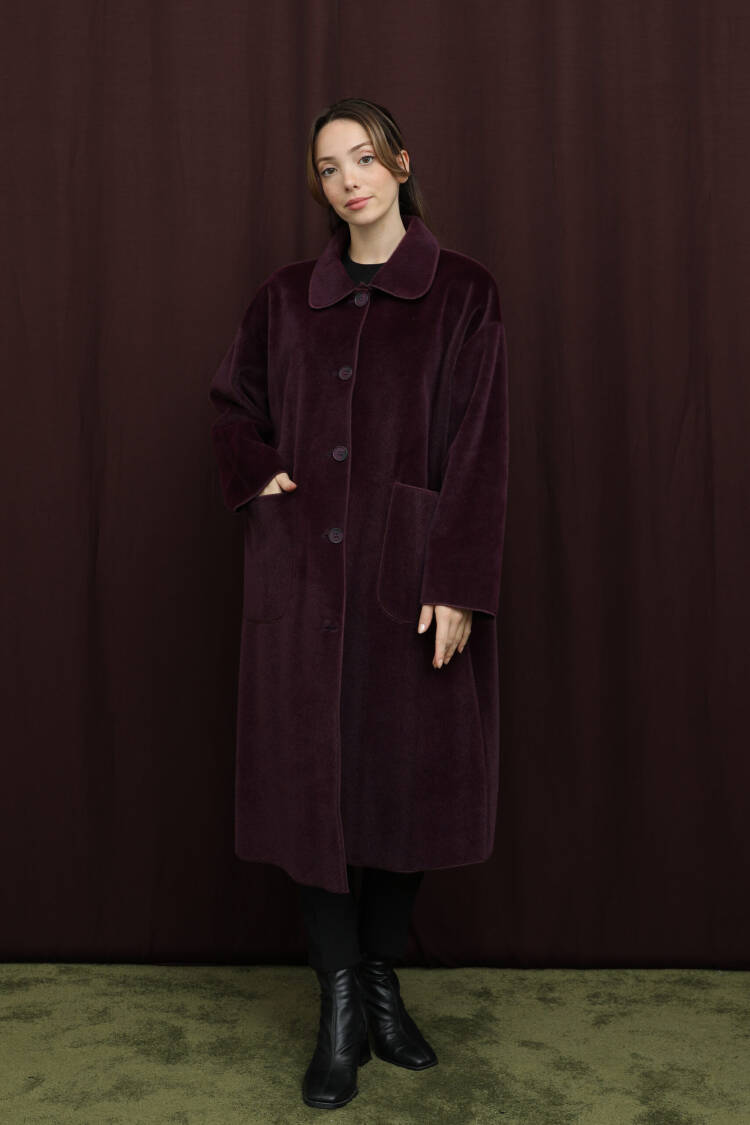 Claret Red Single-Breasted Oversized Coat - Brand: Puane - Women & Kids, Baby Clothes Wholesale - Globality Store