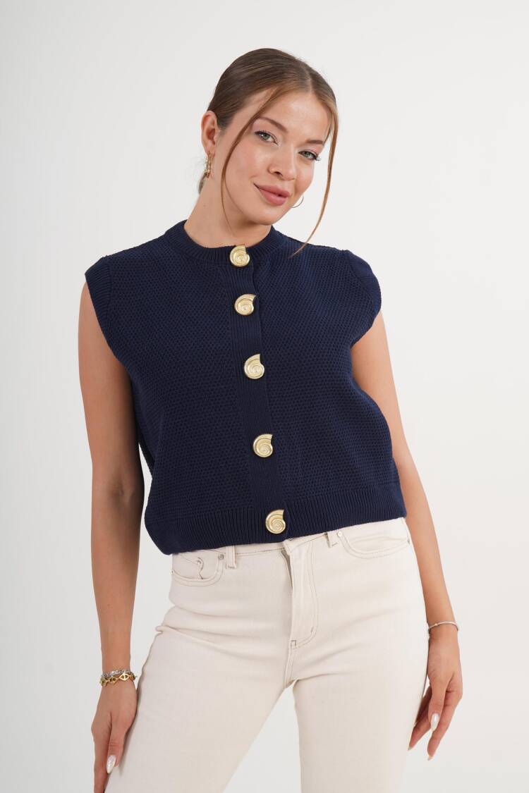 Cardigan - Casual Elegant Buttoned Sleeveless