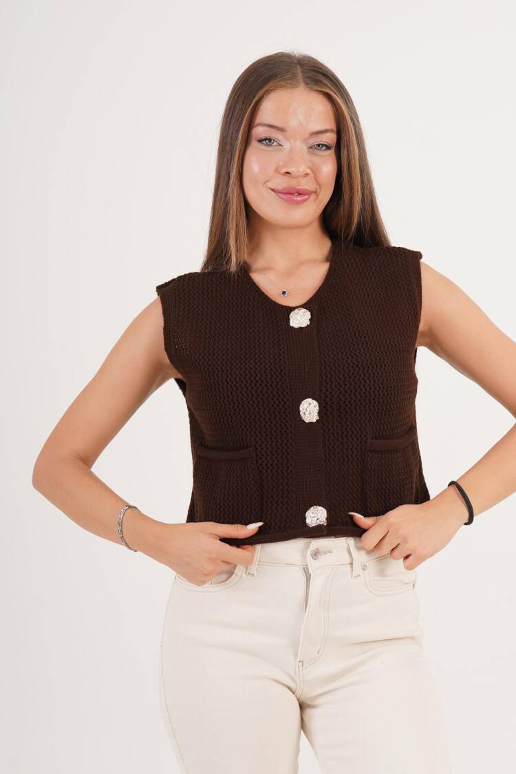 Cardigan With Patch Pocket And Cap Sleeves