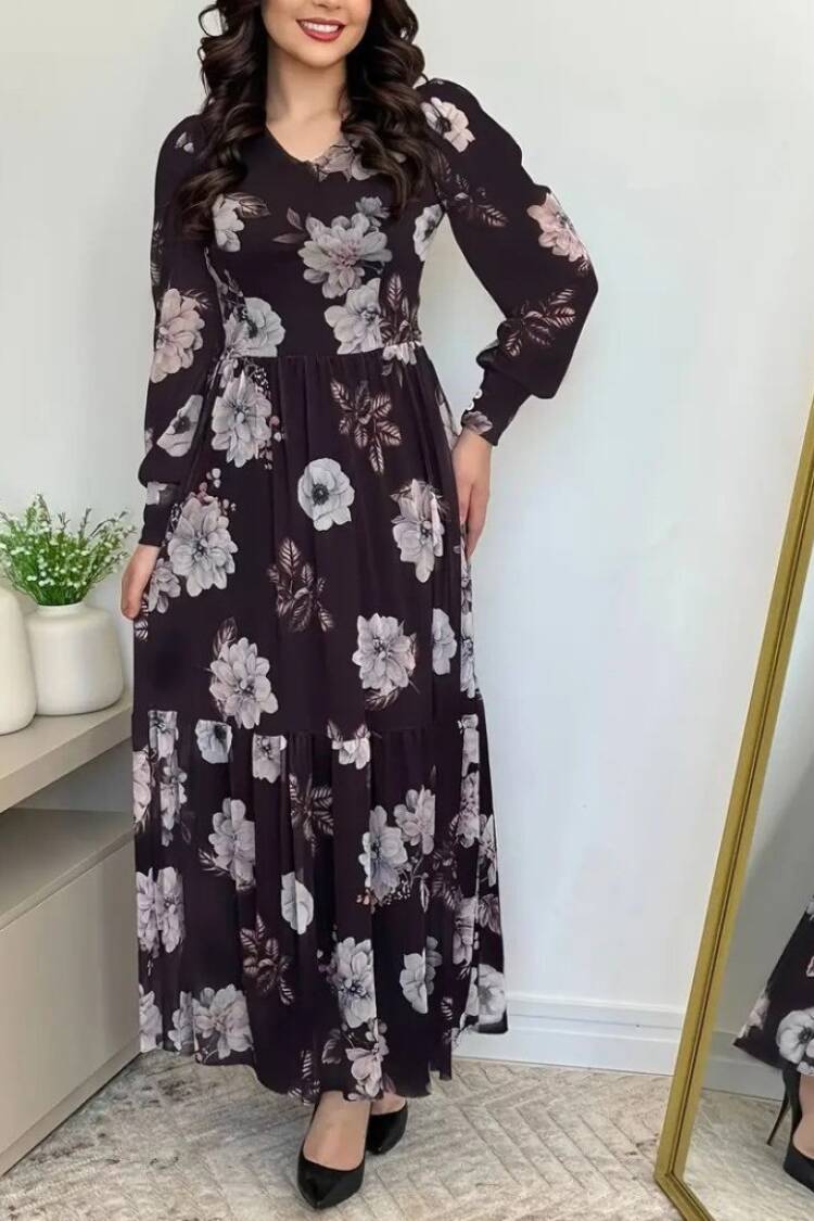 Fit And Flare Dress With Floral Pattern
