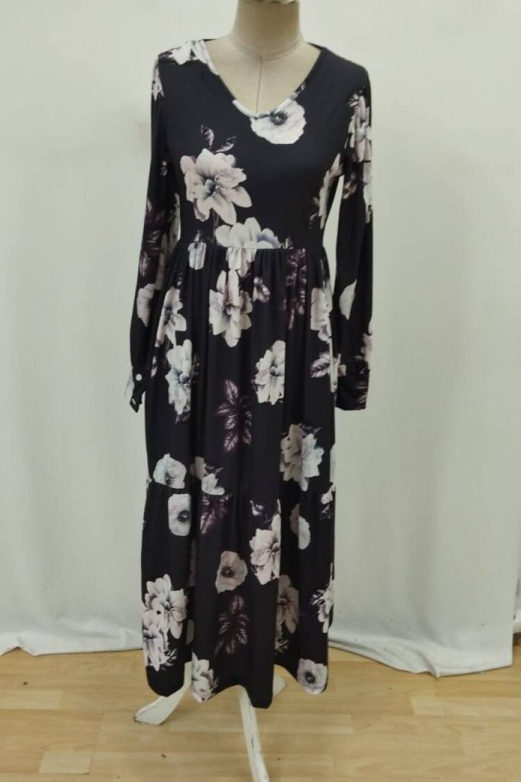Fit And Flare Dress With Floral Pattern