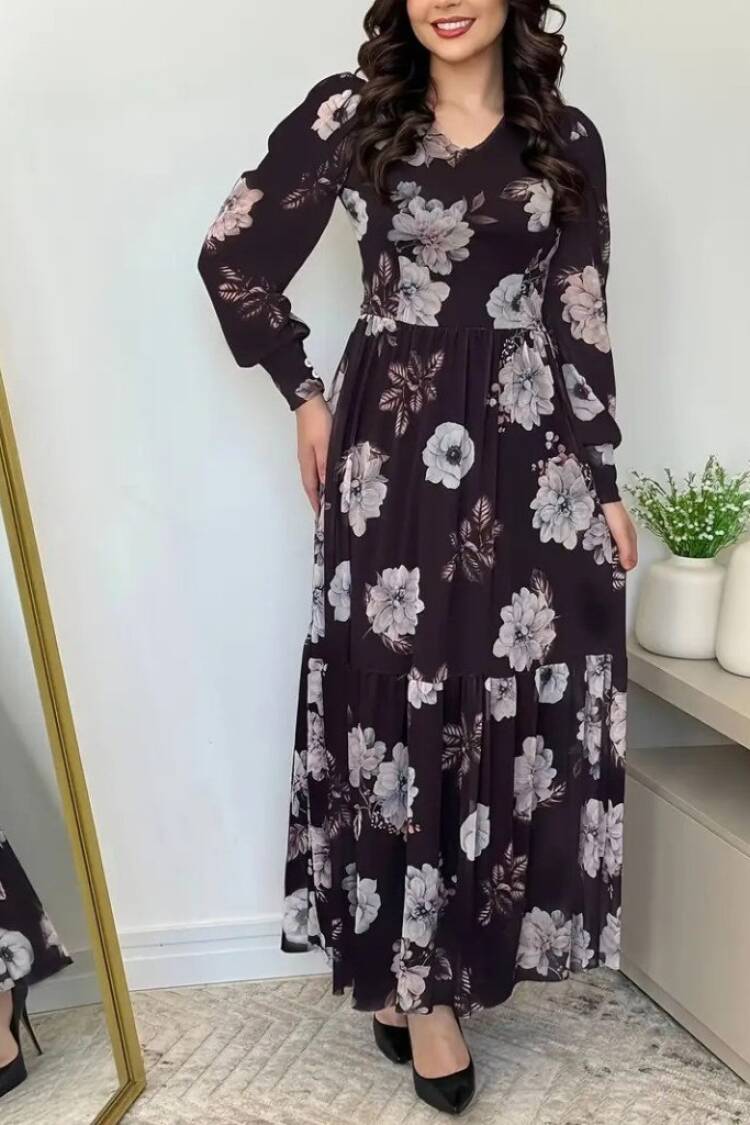 Fit And Flare Dress With Floral Pattern
