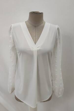 Elegant Blouse With V-Neck And Long Sleeves - Brand: Janes - Women & Kids, Baby Clothes Wholesale - Globality Store