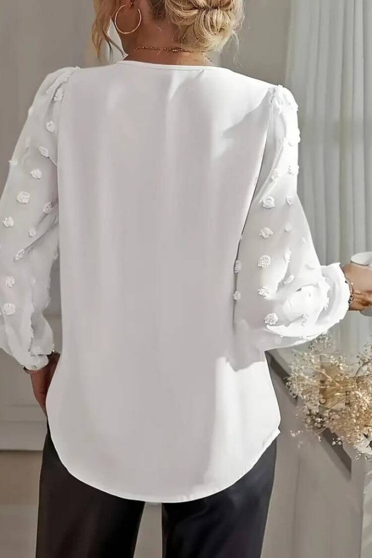 Elegant Blouse With V-Neck And Long Sleeves