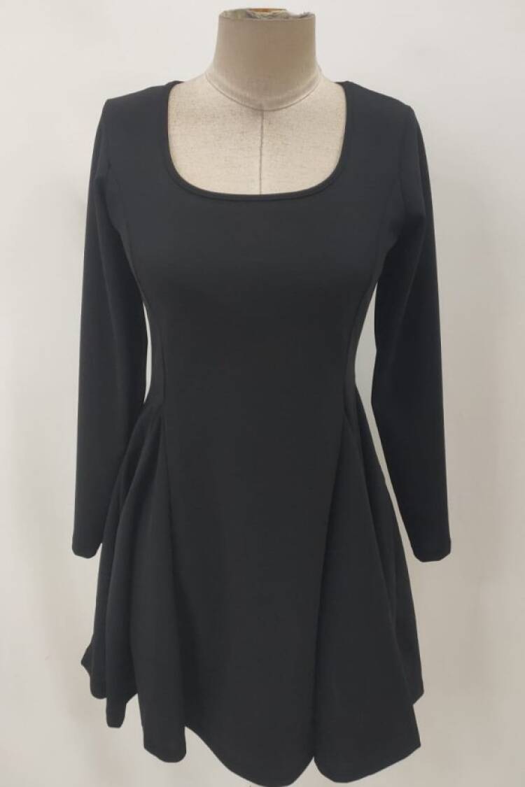 Fit And Flare Mini Dress With Long Sleeves