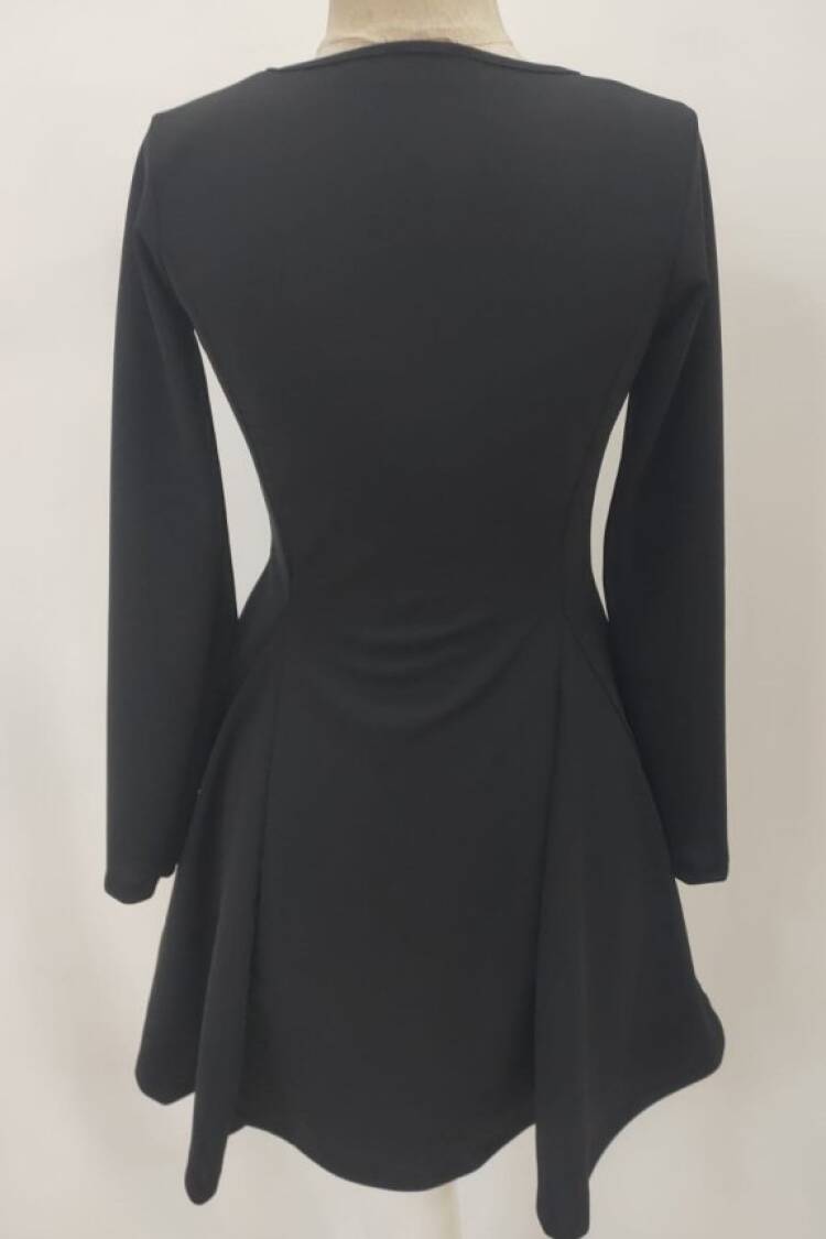 Fit And Flare Mini Dress With Long Sleeves