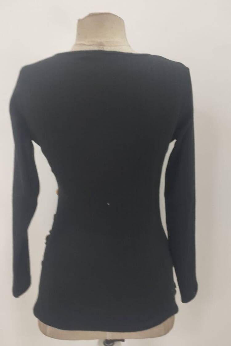 Striped Fitted Blouse With Plunging Neck