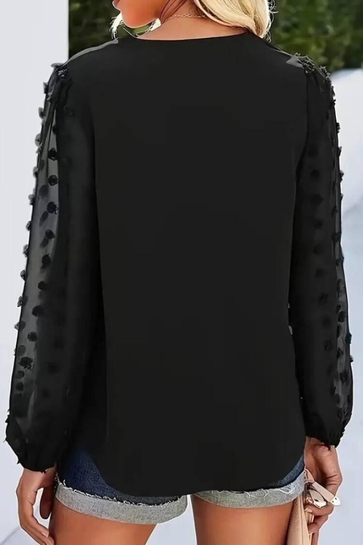 ElegantBlouse With V-Neck And Long Sleeves