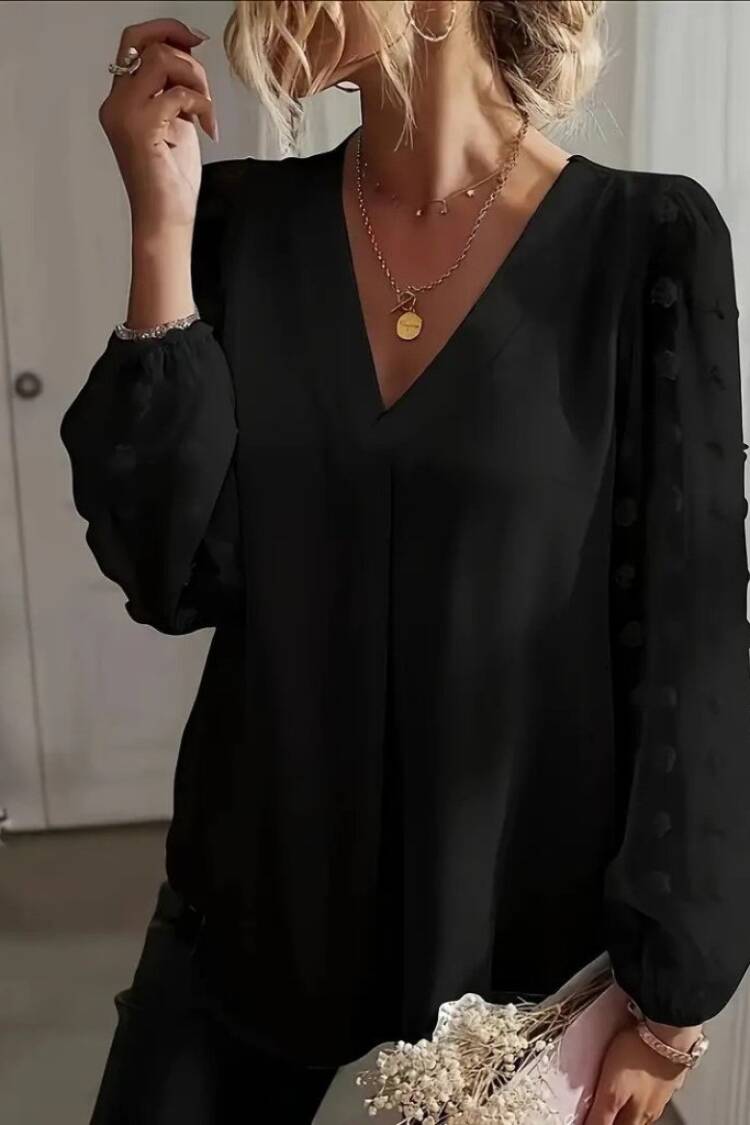 ElegantBlouse With V-Neck And Long Sleeves