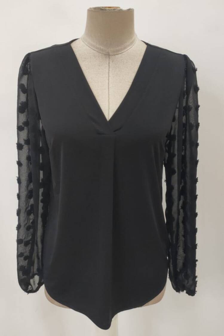 ElegantBlouse With V-Neck And Long Sleeves