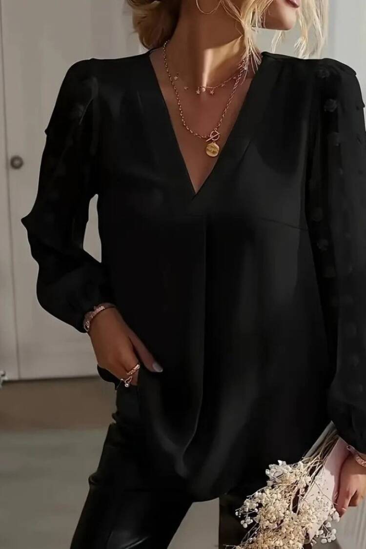 ElegantBlouse With V-Neck And Long Sleeves