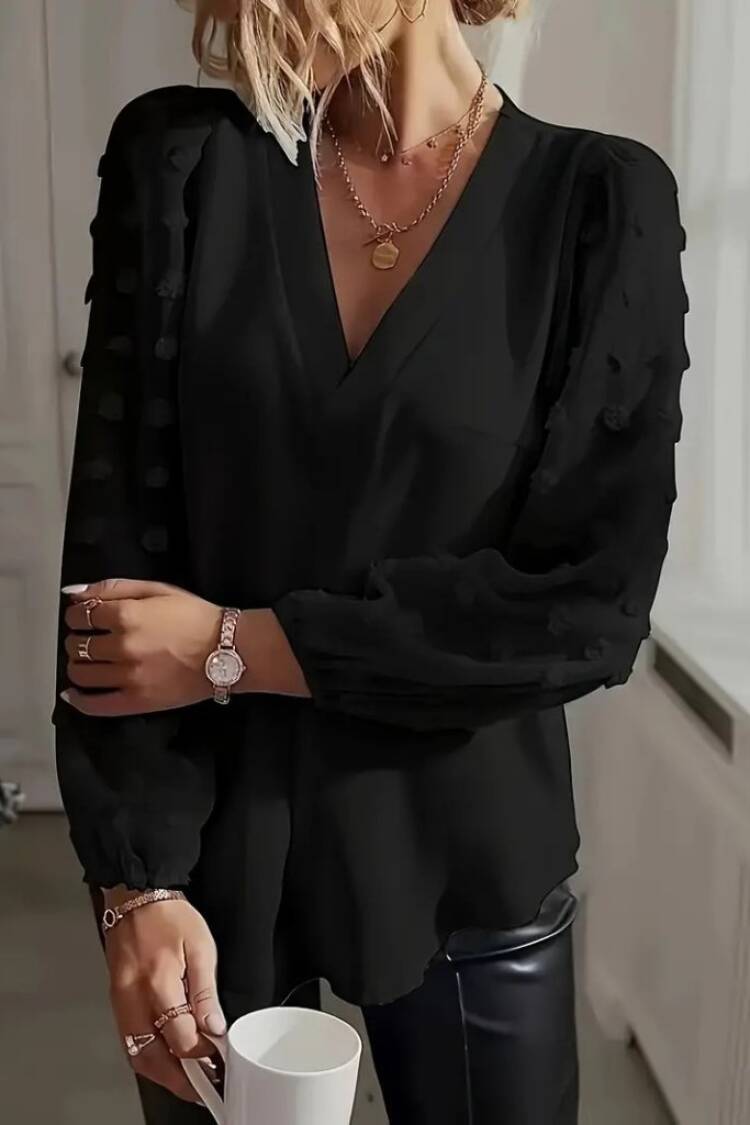 ElegantBlouse With V-Neck And Long Sleeves - Brand: Janes - Women & Kids, Baby Clothes Wholesale - Globality Store