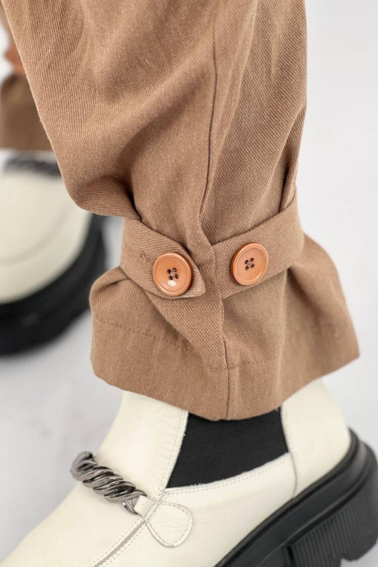 Brown Casual Boilersuit Jumpsuit With Flap Pockets