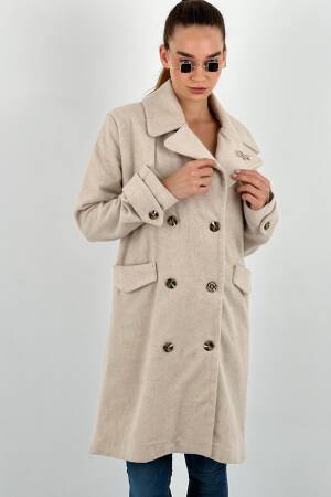 Beige Elegant Double-Breasted Long Coat - Brand: MISS POEM - Women & Kids, Baby Clothes Wholesale - Globality Store
