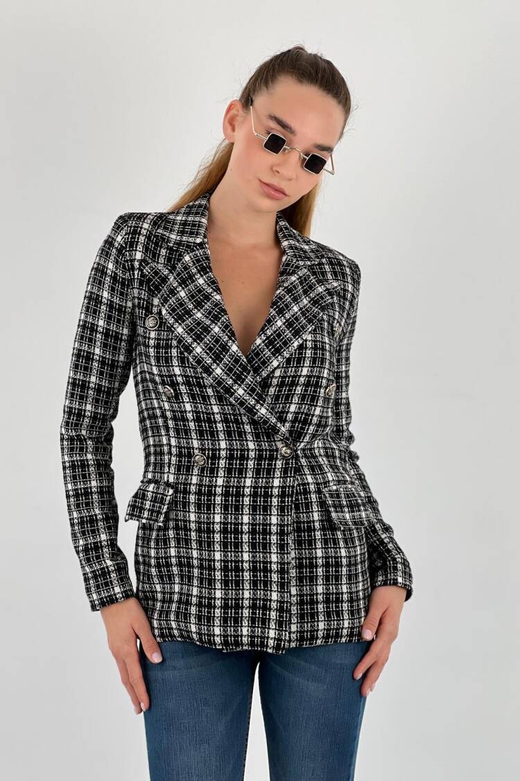 Black Double-Breasted Blazer Jacket - Brand: MISS POEM - Women & Kids, Baby Clothes Wholesale - Globality Store