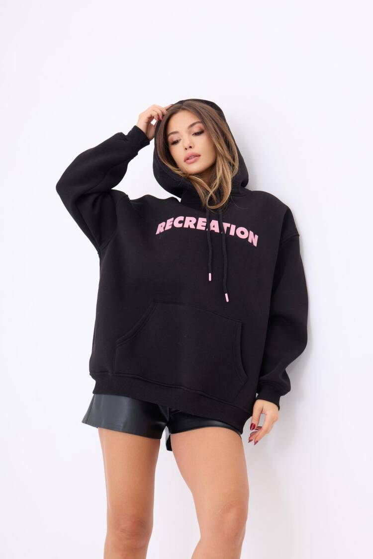 Oversized Hoodie With Letter Print