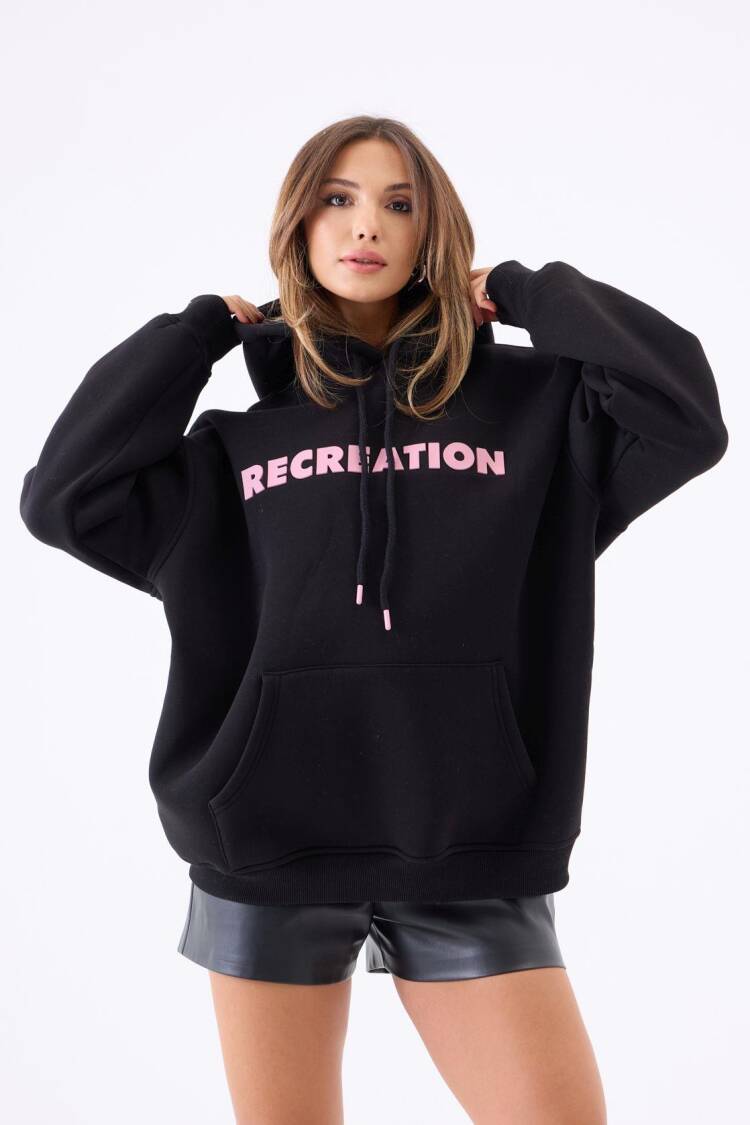 Oversized Hoodie With Letter Print