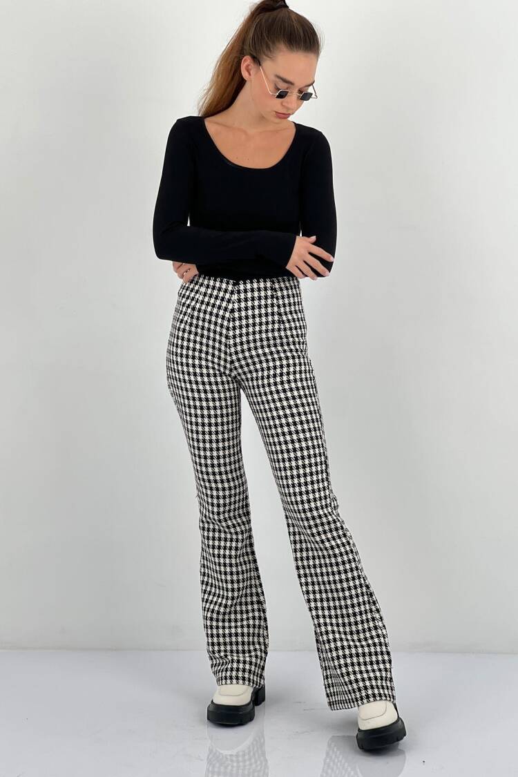 Houndstooth Retro Mom Pants