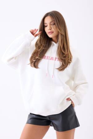 White Oversized Fit Sweatshirt With Hooded Neck - Brand: Fame - Women & Kids, Baby Clothes Wholesale - Globality Store