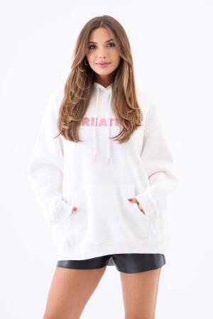 White Oversized Fit Sweatshirt With Hooded Neck - Brand: Fame - Women & Kids, Baby Clothes Wholesale - Globality Store