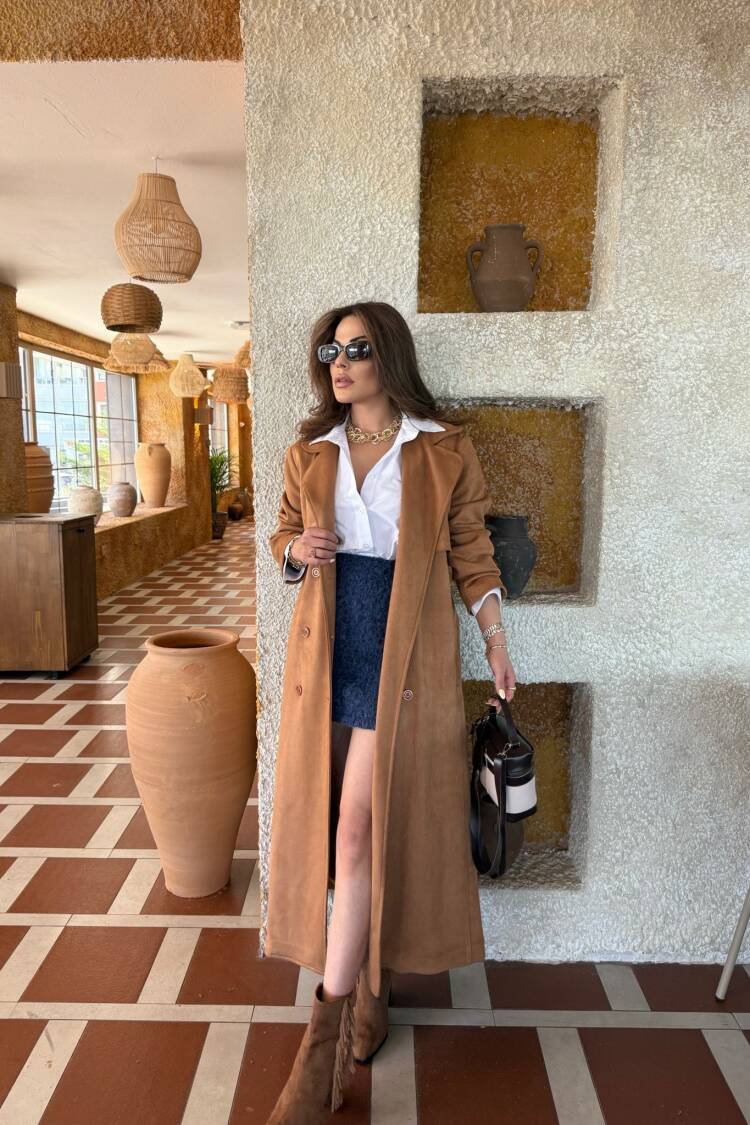Brown Elegant Formal Vintage Casual Retro Trenchcoat - Brand: Cream Rouge - Women & Kids, Baby Clothes Wholesale - Globality Store