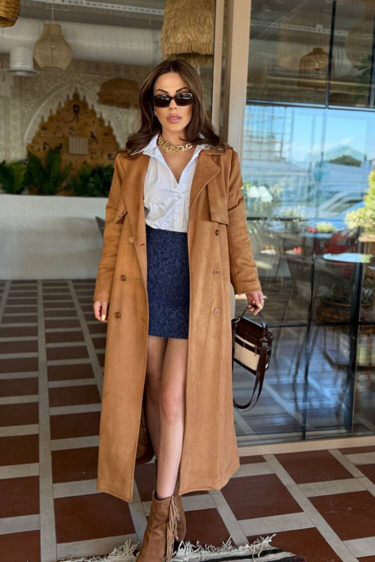 Brown Elegant Formal Vintage Casual Retro Trenchcoat