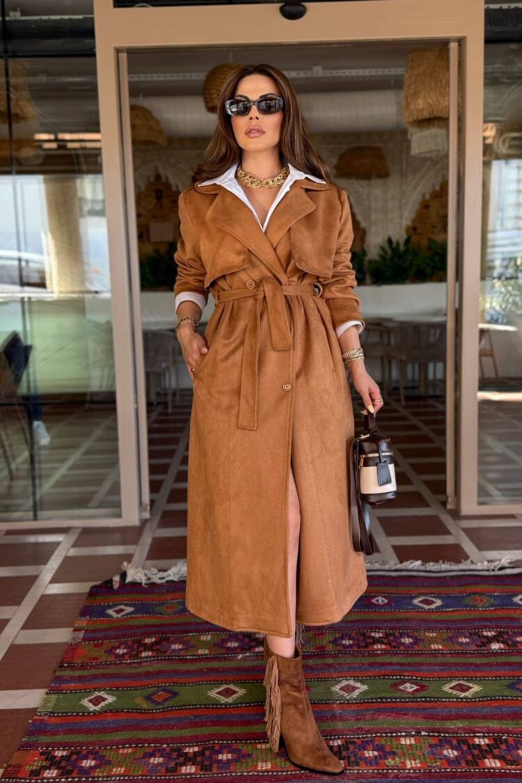 Brown Elegant Formal Vintage Casual Retro Trenchcoat