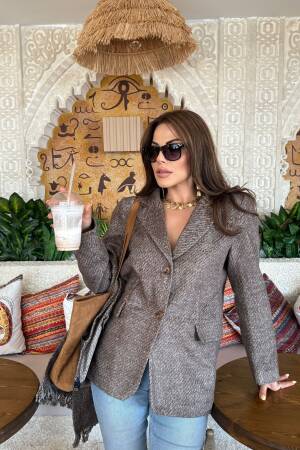 Brown Casual Elegant Jacket - Brand: Cream Rouge - Women & Kids, Baby Clothes Wholesale - Globality Store