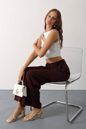Palazzo Pants With High Waist And Wide Leg - Brand: Reyon - Women & Kids, Baby Clothes Wholesale - Globality Store