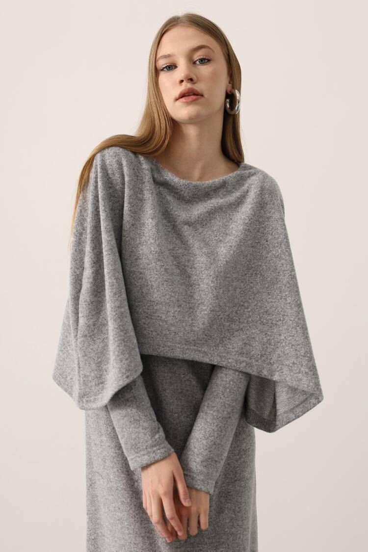 Cape Long Sleeve Knuckle Dress