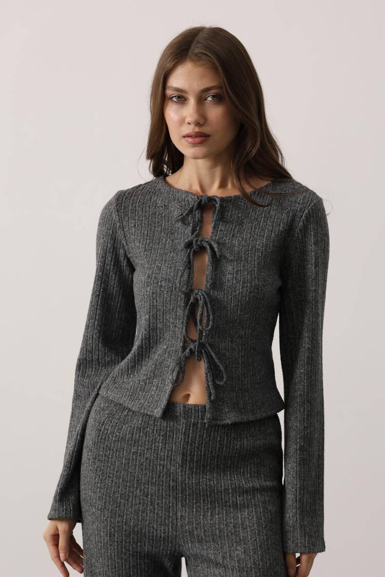 Long Sleeve Blouse With Bow Front