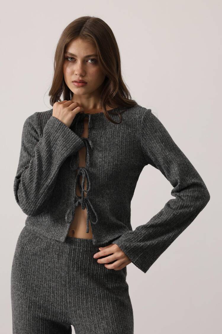 Long Sleeve Blouse With Bow Front