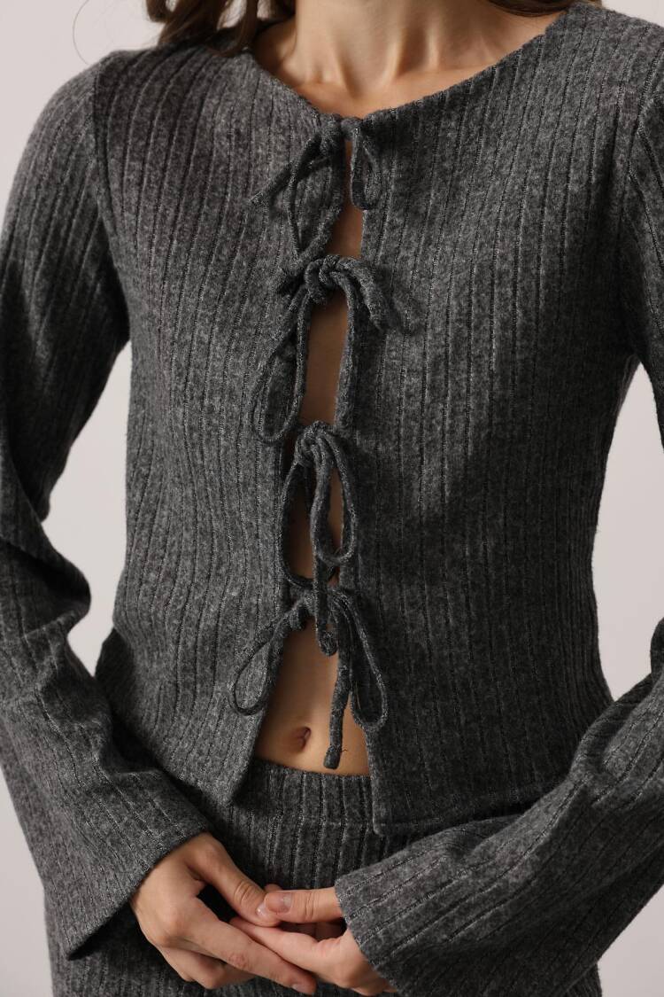 Long Sleeve Blouse With Bow Front