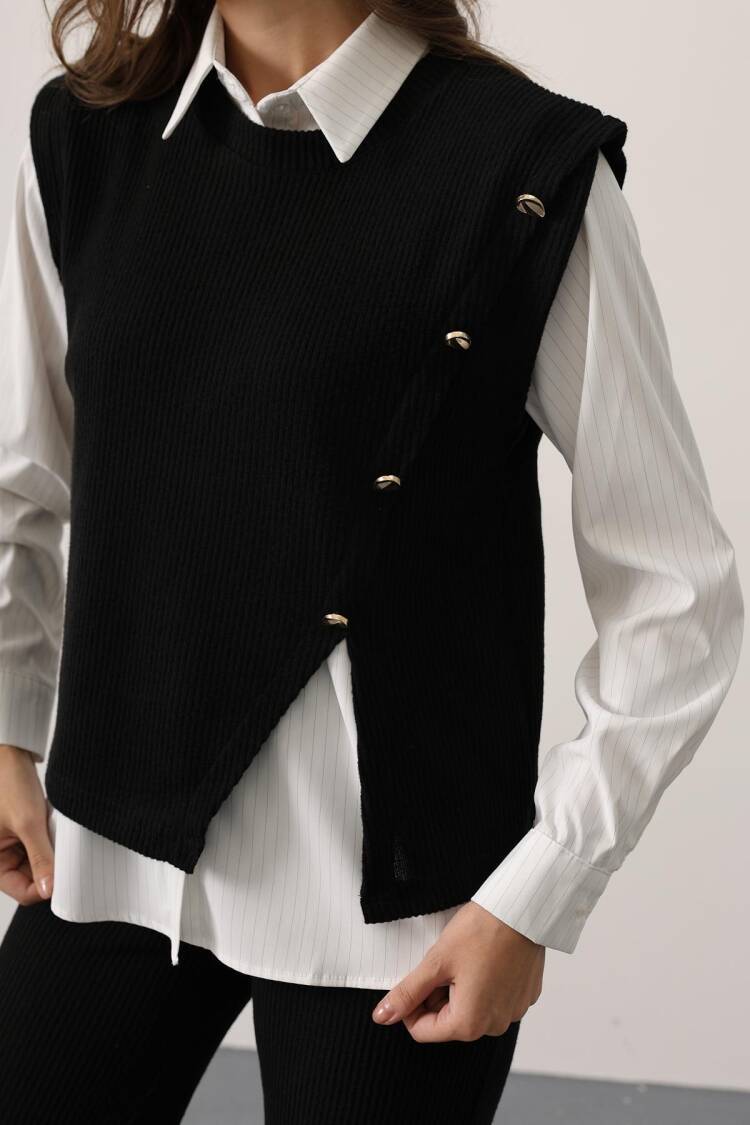 Asymmetric Suit With Plaid Shirt